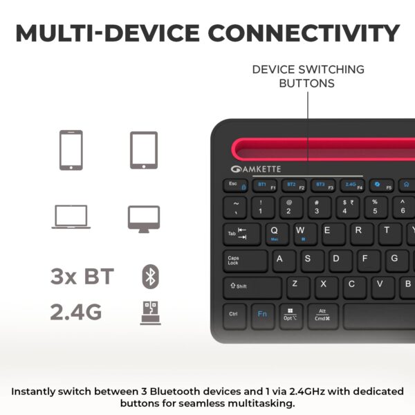 Amkette Optimus Pro: 4-in-1 wireless keyboard, Bluetooth, AI. - Image 3