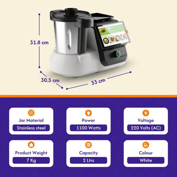 upliance AI Cooking Assistant | Cooks 500+ Recipes: Pav Bhaji, Pasta, Soup, Kadhai Paneer & More | 16+ Cooking Modes | AI-Powered Cooking | Phone App | WiFi | 1-Year Warranty - Image 7