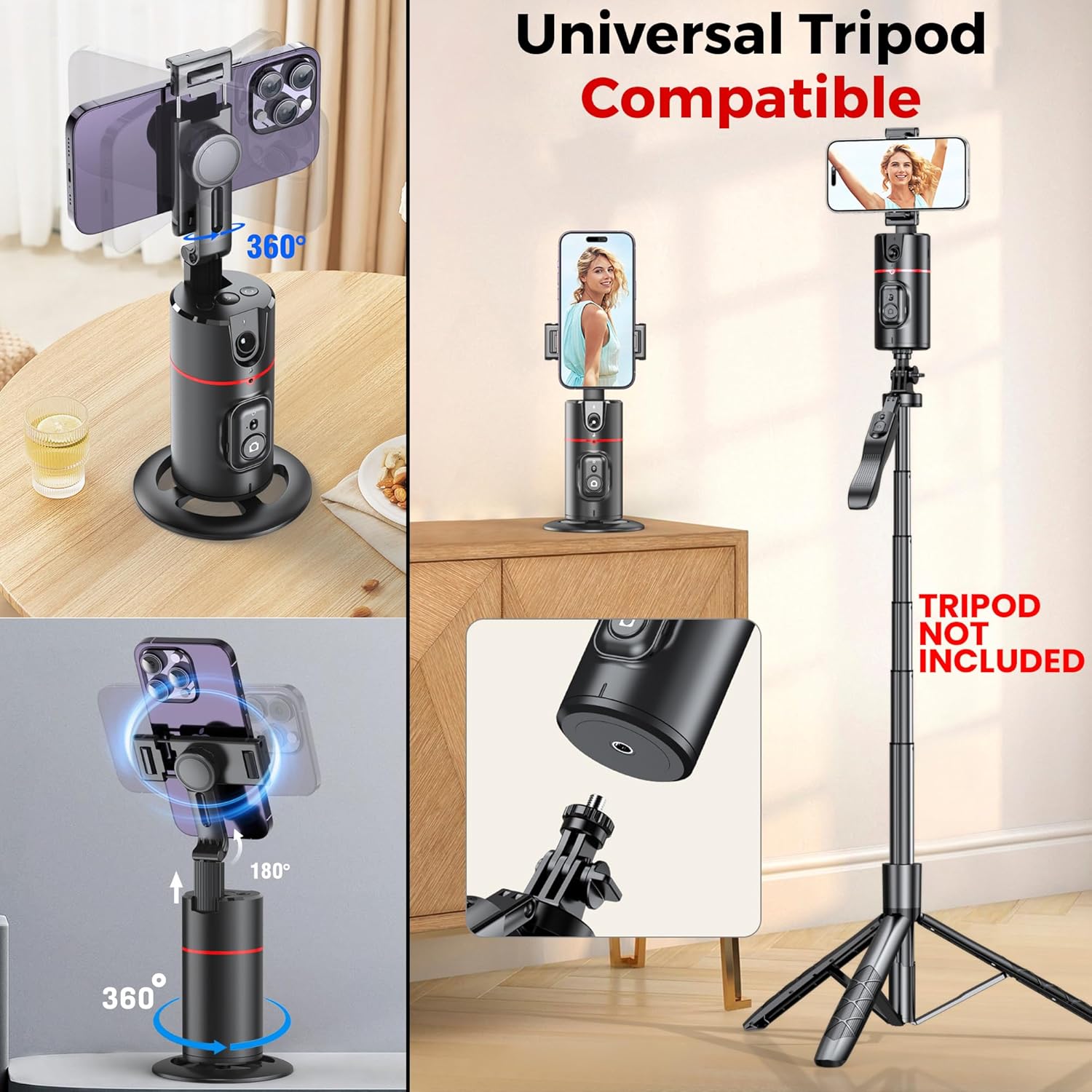 WeCool AI face tracking tripod, 360° rotation, gesture control. - Image 8