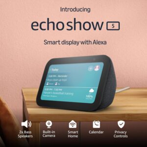 Amazon Echo Show 5: Smart display, Alexa, better sound, home monitoring.