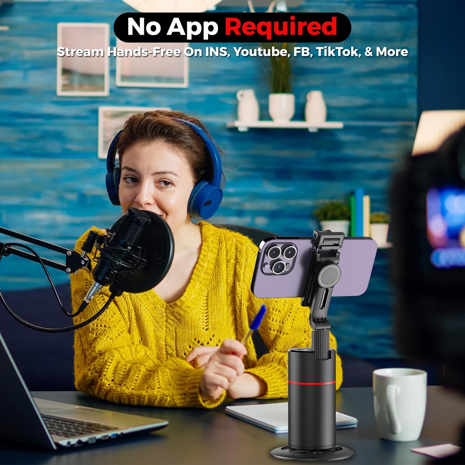 WeCool AI face tracking tripod, 360° rotation, gesture control. - Image 9