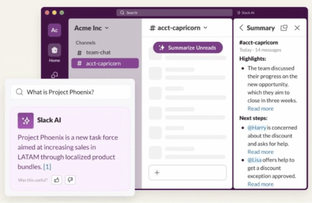 Sidebar-style inline AI summarization extracting key highlights from a document