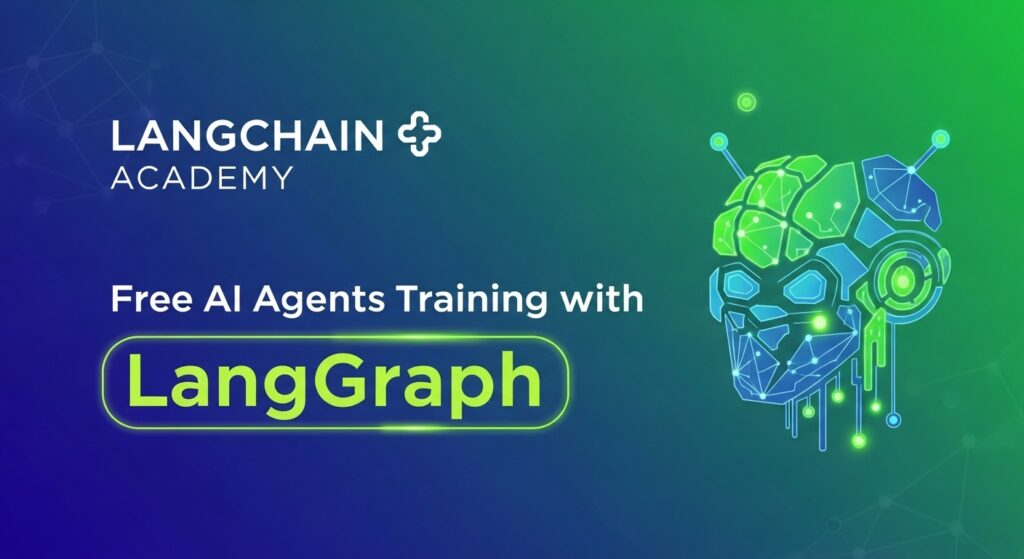 LangChain Academy banner showcasing AI agents training with LangGraph.