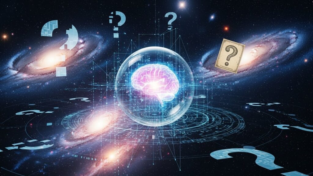 human vs artificial intelligence concept showing human curiosity and questioning contrasted with AI data processing