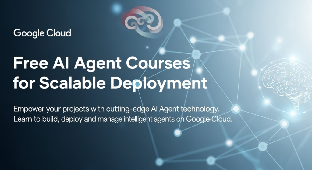 Google Cloud banner highlighting AI agent courses for scalable deployment.
