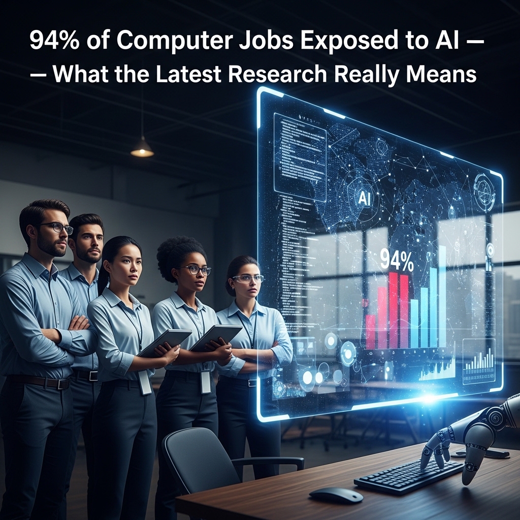 AI job exposure statistics presentation showing how artificial intelligence affects computer and technology jobs